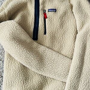 Patagonia Cream and Red Fleece Jacket